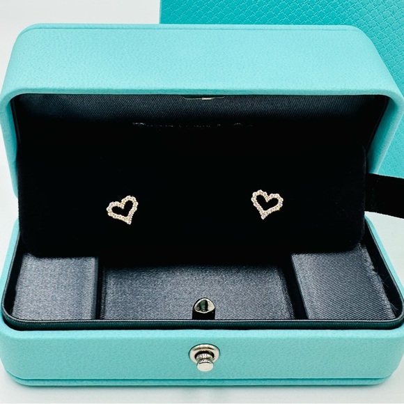 Tiffany & Co. .13 Diamond 18K Rose Gold Heart Earrings with Box - Picture 11 of 13